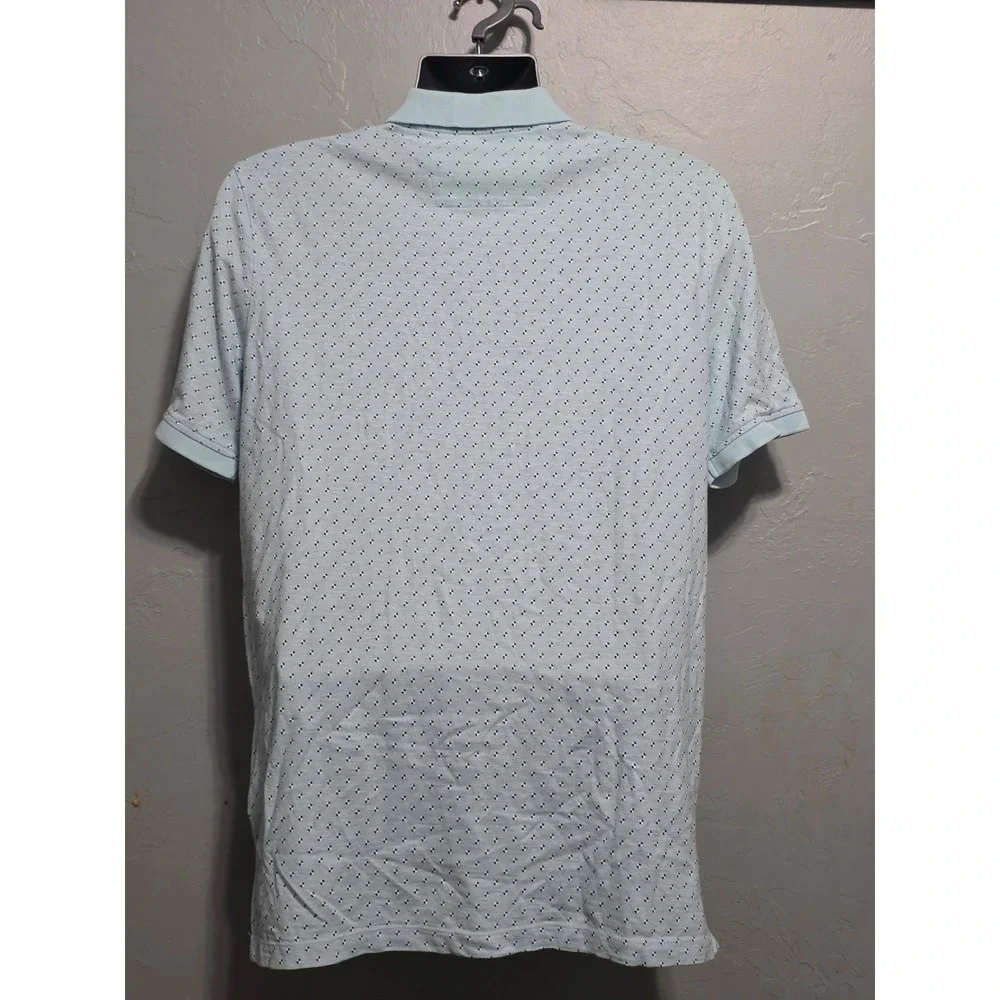 Banana Republic Luxury‎ Touch Polo Shirt Mens Large Light Blue Geometric Print L